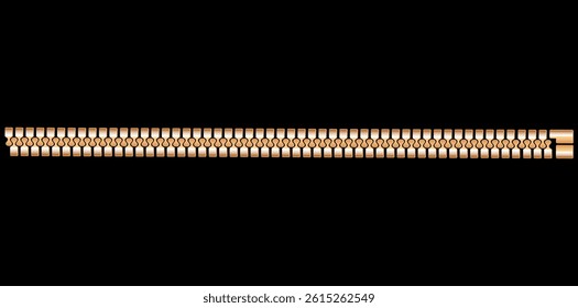 Realistic Golden Zipper Vector Illustration.	