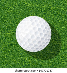 Realistic golf ball on the grass