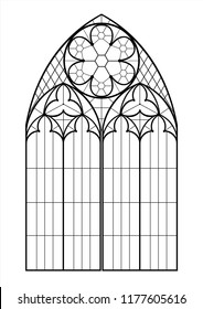 Realistic Gothic medieval contour window or gate arch. Background or texture. Architectural element. Forging