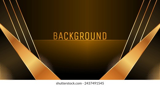 Realistic gradient luxury background, paper cut Luxury Gold Background with dark metal texture.