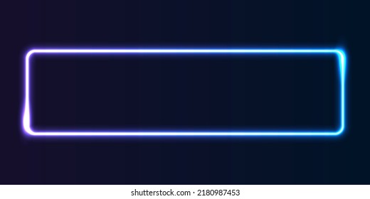 Realistic gradient neon square frame. Pink and blue colored blank template isolated on background. Geometric glow outline shape or laser glowing lines. Vector shining object.