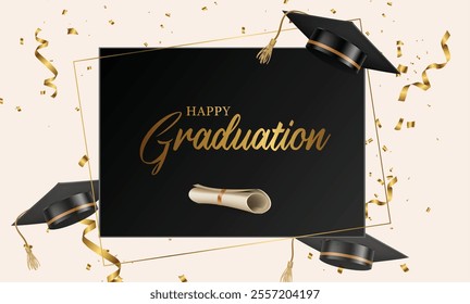 Realistic graduation greeting vector template design