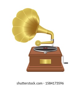Realistic gramophone vector design illustration isolated on white background
