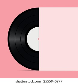 Realistic gramophone vinyl record with cover. Record vinyl disc. Vector illustration