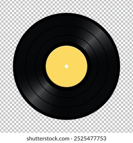 Realistic gramophone vinyl record isolated on transparent background. Vector illustration