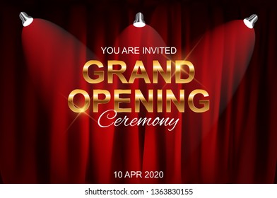 Realistic  Grand Opening colorful red velvet curtain folded. Vector Illustration. EPS10