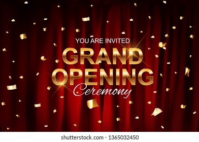 Realistic  Grand Opening colorful red velvet curtain folded. Vector Illustration. EPS10