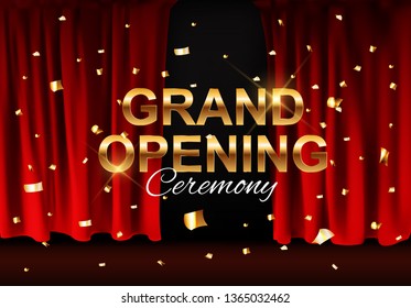 Realistic  Grand Opening colorful red velvet curtain folded. Vector Illustration. EPS10