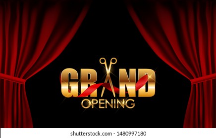 Realistic  Grand Opening colorful red velvet curtain folded. Vector Illustration. EPS10