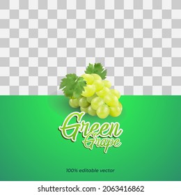 realistic grape fruit illustration, 3d green grape vector, template design