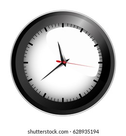 realistic graphic of black wall clock vector illustration