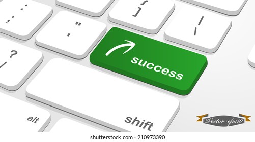realistic graphic design vector of enter keyboard which show message "success" on enter button