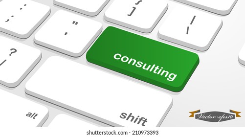 realistic graphic design vector of enter keyboard which show message "consulting" on enter button