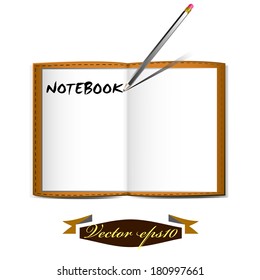 realistic graphic design vector of notebook and pen