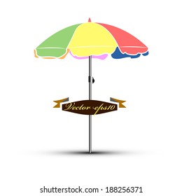 realistic graphic design vector of umbrella beach