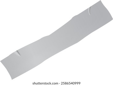 Realistic gray duct tape featuring torn edges, isolated against a white background, offers ample space for text or design, making it perfect for various creative projects