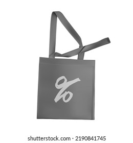Realistic gray eco bag with percent vector illustration.