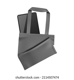 Realistic gray eco bags for pad or laptop vector illustration.