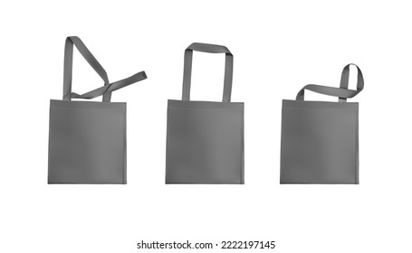 Realistic gray eco bags set vector illustration.