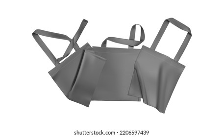Realistic gray eco bags. Textile tote design.