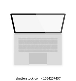 realistic gray laptop front view. vector illustrations isolated on white background. laptop with empty scrin