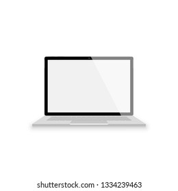 realistic gray laptop front view. vector illustrations isolated on white background. laptop with empty scrin