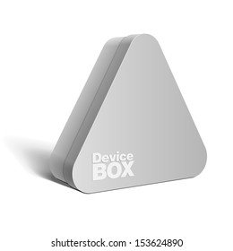 Realistic gray Package triangular shape Box. For Software, electronic device and other products. Vector illustration.