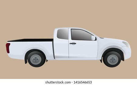 Realistic gray pickup truck illustration.
