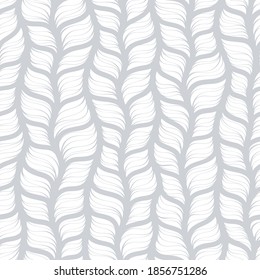Realistische graue, einfache Stricktextur, Vektornahtlose Muster. Abstrakter Zierhintergrund in Gestalt eines gestrickten Stoffes. Styliertes Garn oder Frisur, Nahaufnahme