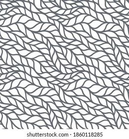 Realistic gray simple knit texture vector seamless pattern. Abstract ornamental background in form of a knitted fabric. Stylized textured yarn or hairstyle close-up