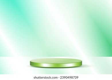 Realistic green 3D pedestal cylinder podium