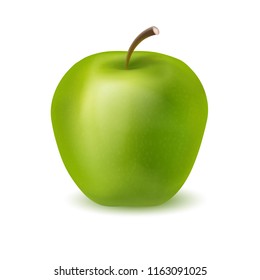 Realistic Green Apple Isolated On White Stock Vector (Royalty Free ...