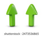 Realistic green arrow up. Vector object in plasticine style