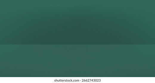 Realistischer grüner Hintergrund. Minimales 3D-Regal. Platz für die Anzeige von Produkten. Leerer Raum mit Spotlight-Effekt. Raum in der 3D. Vektorgrafik.
