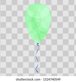 Realistic green balloon isolated on transparent background. Design element for Birthday party, grand opening or Big Sale greeting card concept. Vector illustration