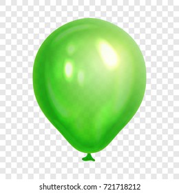 Realistic green balloon, isolated on transparent background. Balloon for birthday party, celebration, festival. Flying glossy balloon. Holiday vector Illustration