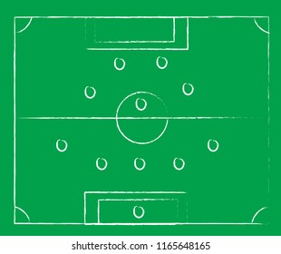 Realistic green board drawing a football game strategy
