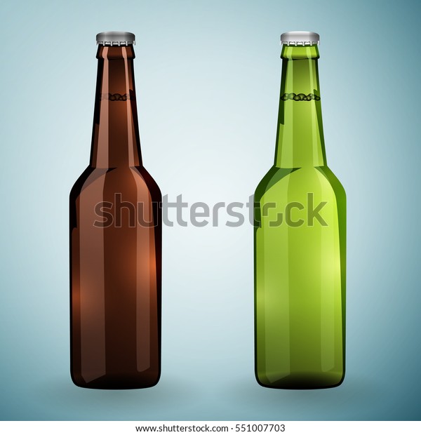 Realistic Green Brown Bottles Beer On Stock Vector (Royalty Free