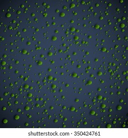 Realistic green bubbles on blue background, vector