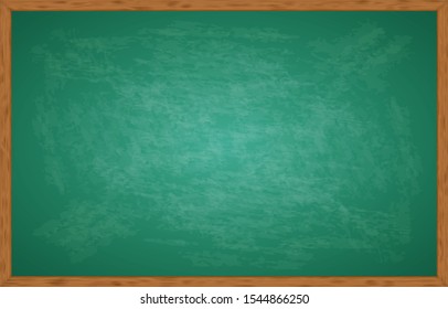 Realistic green chalkboard with wooden frame isolated on white background. Empty school board for classroom or restaurant menu. I cleaned the dirty board. Board template for design