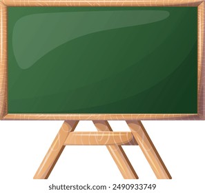 Realistic green chalkboard with wooden frame isolated on white background. Rubbed out dirty chalkboard. Empty school chalkboard for classroom or restaurant menu. template blackboard for design