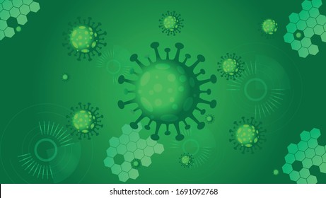 realistic green covid-19 molecules background