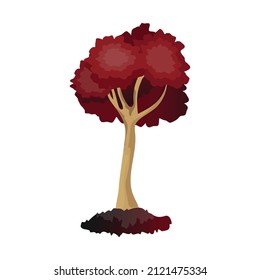 Realistic green deciduous tree isolated on white background - Vector illustration