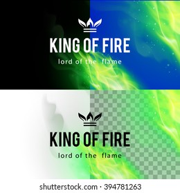 Realistic Green Fire Flames Effect on Differents Backgrounds