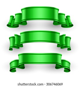 Realistic Green Glossy vector ribbons set vector