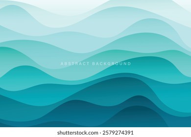 realistic green gradient paper cut wave abstract background