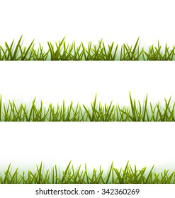 Realistic green grass collection isolated on white background - vector