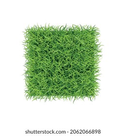 Realistic green grass composition with square piece of wavy grass lawn vector illustration