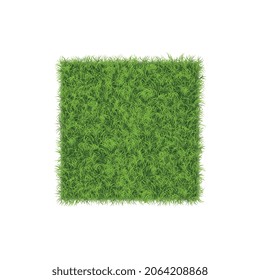 Realistic green grass composition with square piece of tiny grass with small leaves vector illustration