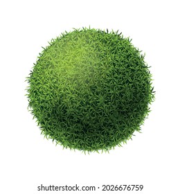 Realistic green grass form composition with isolated piece of ball shaped grass lawn vector illustration